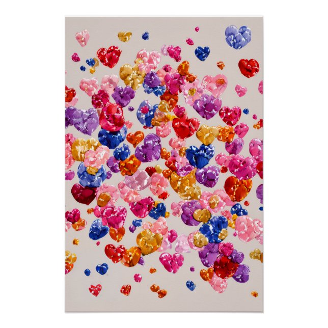 Pôster Vibrant Valentine Poster – Fantasy Hearts Design  (Frente)
