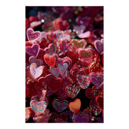 Pôster Vibrant Valentine Poster – Fantasy Hearts Design 