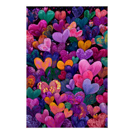 Pôster Vibrant Valentine Poster – Fantasy Hearts Design 