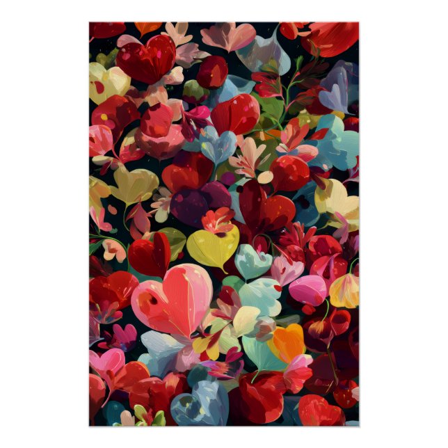 Pôster Vibrant Valentine Poster – Fantasy Hearts Design  (Frente)