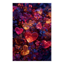 Pôster Vibrant Valentine Poster – Fantasy Hearts Design 