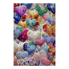 Pôster Vibrant Valentine Poster – Fantasy Hearts Design 