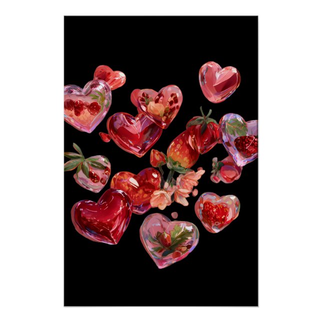 Pôster Vibrant Valentine Poster – Fantasy Hearts Design  (Frente)
