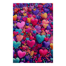 Pôster Vibrant Valentine Poster – Fantasy Hearts Design 