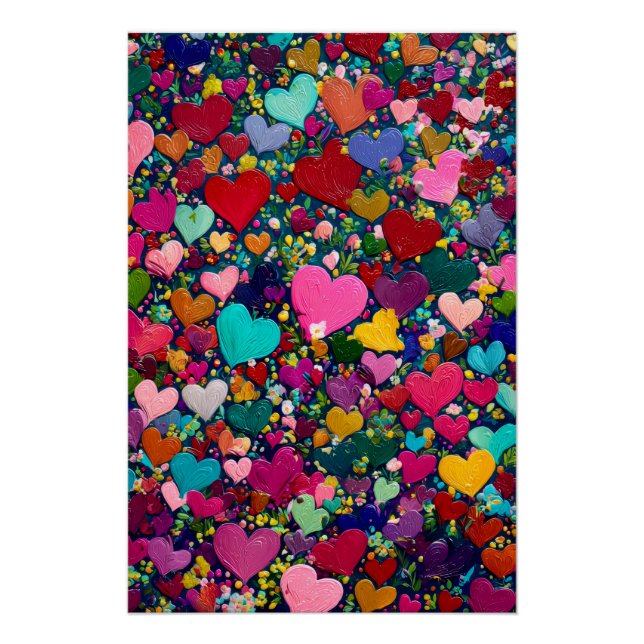 Pôster Vibrant Valentine Poster – Fantasy Hearts Design  (Frente)