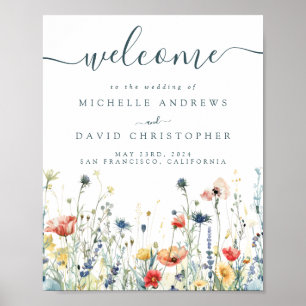 Poster Vibrant Wildflower Wedding Bem-vindo