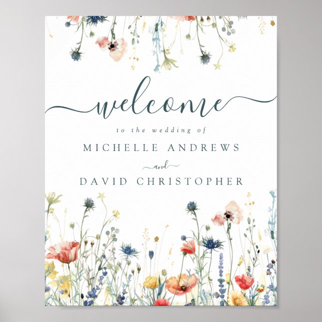 Poster Vibrant Wildflower Wedding Bem-vindo (Frente)