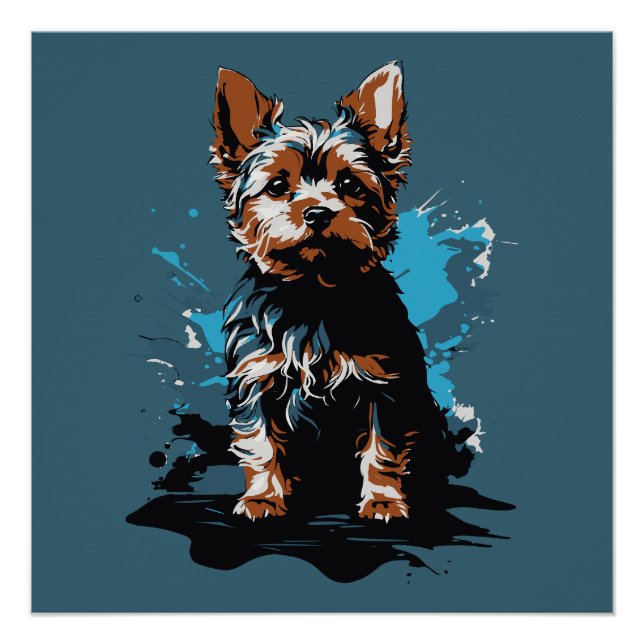 Pôster Vibrant Yorkshire Terrier Splash Art (Frente)