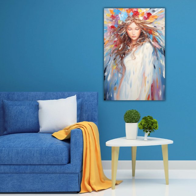 Poster Vibrante Abstrato Angel Peaceful, Painterly (Vibrant Abstract Angel Poster Peaceful, Painterly Art for Any Age)