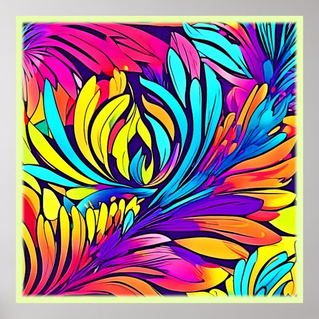 Poster Vibrante Abstrato Floral (Frente)