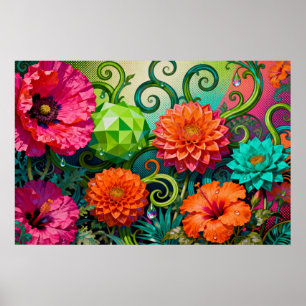 Poster Vibrante Buquê de Flores de Papel - Artística Colo