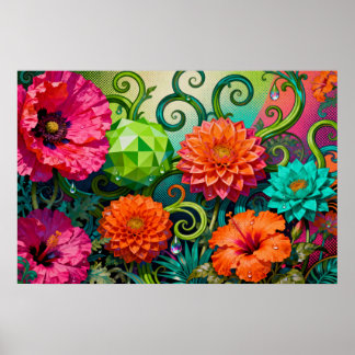 Poster Vibrante Buquê de Flores de Papel - Artística Colo