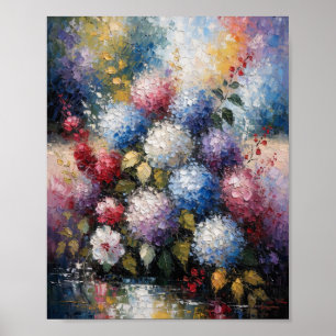Poster Vibrante Buquê de Hortênsias de Verão com Óleo de 