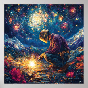 Poster Vibrante De Arsoldadura Floral-Abstrato