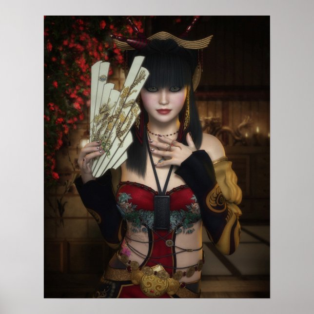 Poster vibrante de Lady under Blossoms com ventila (Frente)