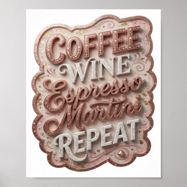 Poster Vibrante Dourado CAFÉ VINHO ESPRESSO MARTINI REPEA (Frente)
