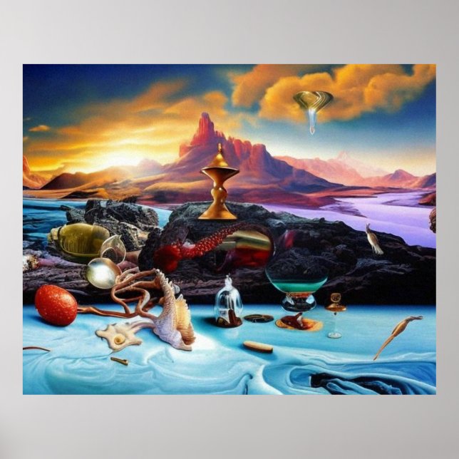 Poster vibrante na cena costeira surreal abstrato (Frente)