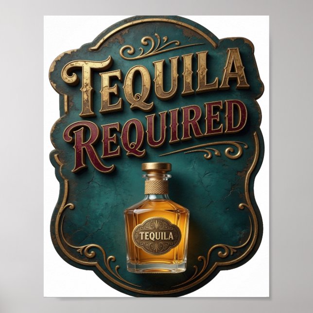 Poster Vibrante Ouro TEQUILA NECESSÁRIO (Frente)