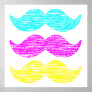 Poster Vibrante Padrão de Bigode CMY Sobreposto