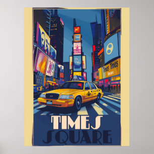 Poster Vibrante Times Square: Vintage em NYC