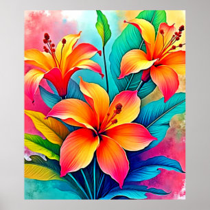 Poster Vibrantes Lírios Tropicais: Alma de Verão