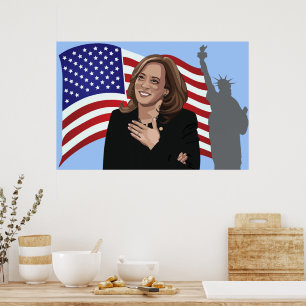 Poster Vice Pres Kamala Harris Bandeira da Liberdade