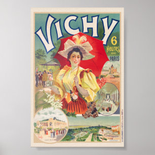 Poster Vichy. 6 horas de Paris Cartaz Vintage 1895