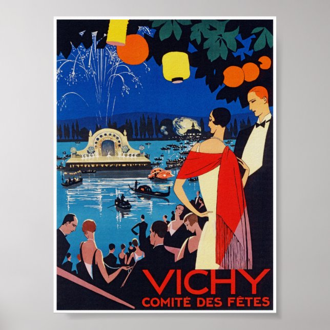 Poster Vichy France Viagens vintage (Frente)