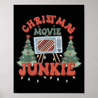 Poster viciado em filme de natal árvore de natal retrô