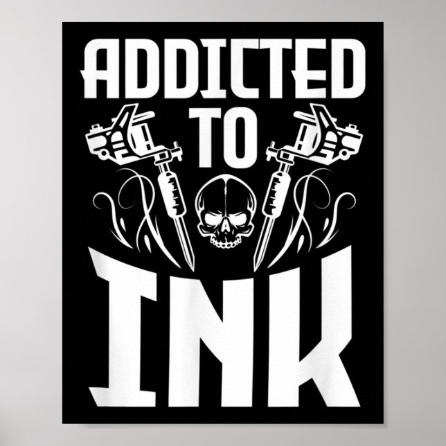 Poster Viciado Em Tatuagem Engraçada À Tinta Sobre O Crân (Frente)