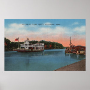 Poster Vicksburg, MS - vista da balsa do rio Mississípi