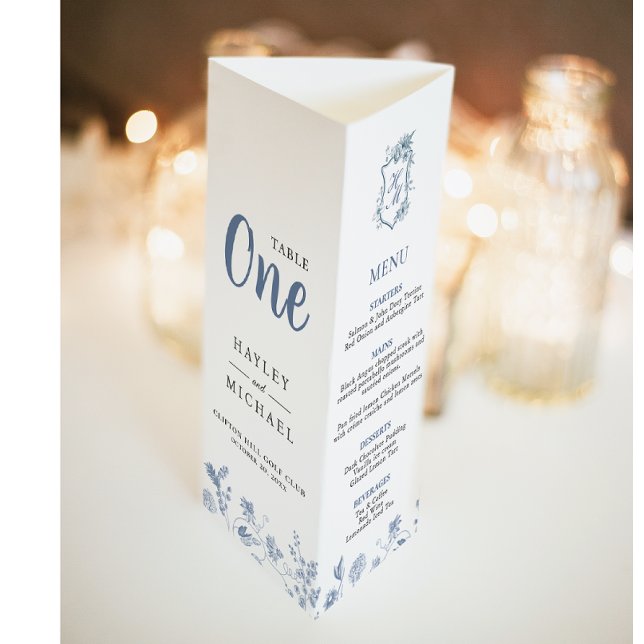 Poster VICTORIA Regency Blue French Garden Tri Menu Fold (Criador carregado)