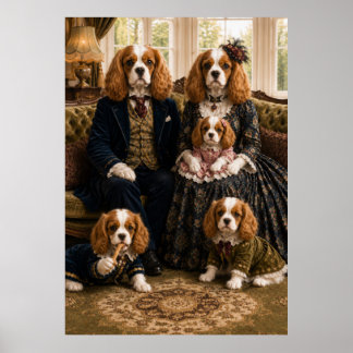 Poster Victorian Cavalier King Charles Spaniel Family Por