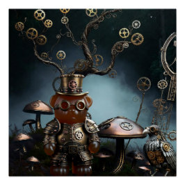 Pôster Victorian Clockwork Gummy Bear Mechanical Raven