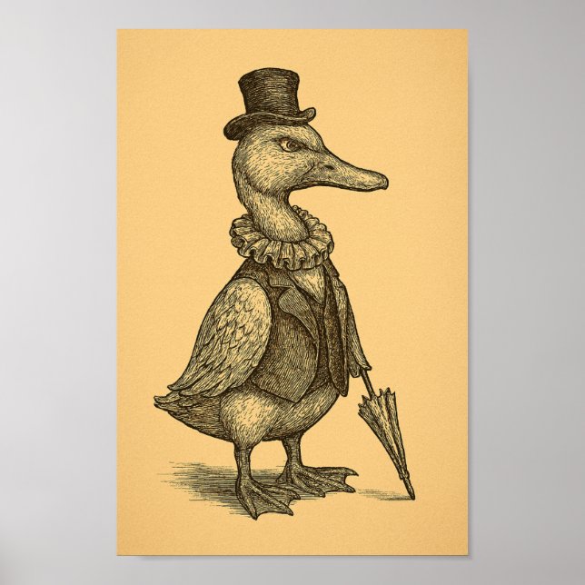 Poster Victorian Duck with Umbrella (Frente)