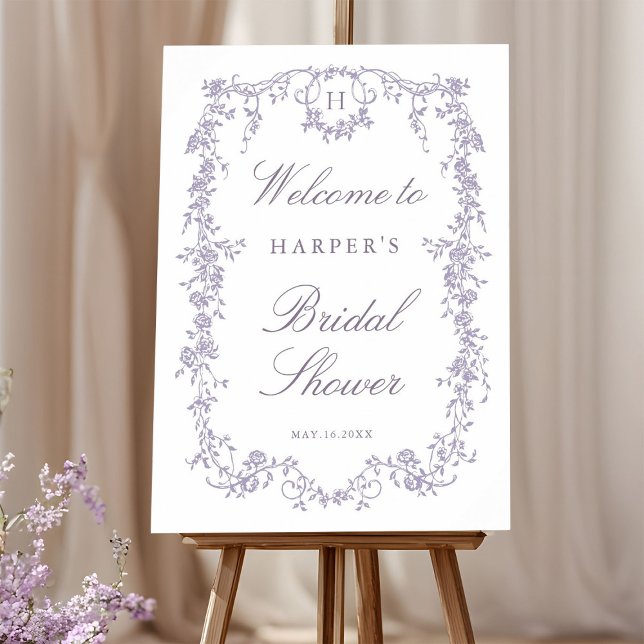Poster Victorian French Lavender Bridal Shower Welcome (Criador carregado)