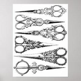Poster Victorian hairdresser scissors elegant