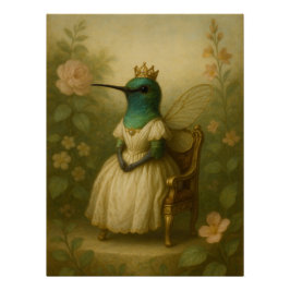 Pôster Victorian Hummingbird Queen | Majestic Fairy Bird 