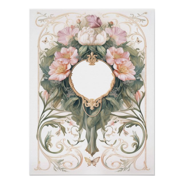 Pôster Victorian Romance Floral Background (Frente)