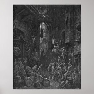 Poster Victorian rua secundária de Londres - rio