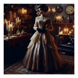 Pôster Victorian Vintage Misteriosa Mulher Elegante