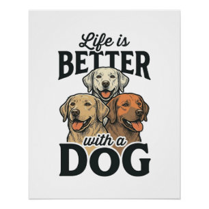 Pôster Vida Antiga É Melhor Com um Cão Desenho Vetorial_1