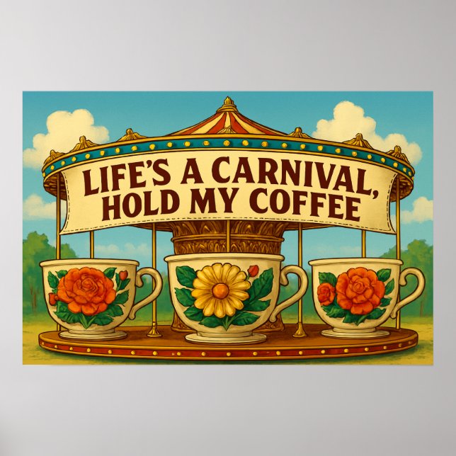 Poster Vida Atitude é um Carnaval, Segure Meu Café Arte d (Frente)