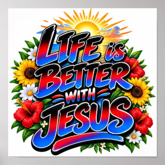 Poster • Vida Colorida É Melhor Com Jesus Floral Sol