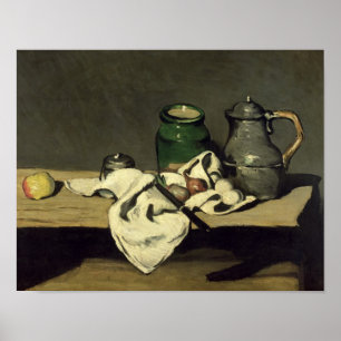 Pôster Vida com uma chaleira, c.1869 de Paul Cezanne  