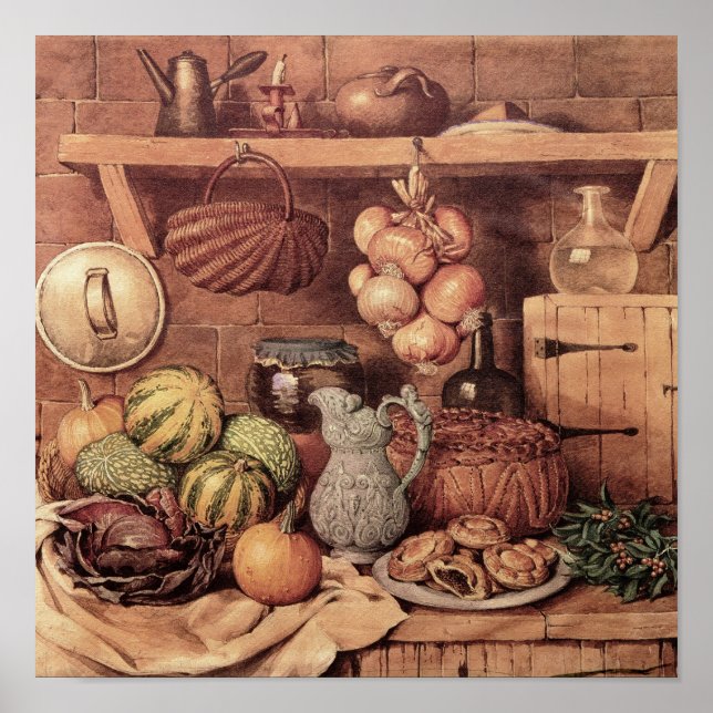 Pôster Vida contínua com a Comida de Natal (Frente)