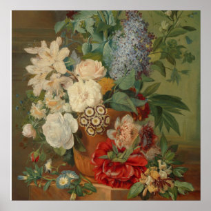 Pôster Vida Contínua com Flores num Terracotta Vase