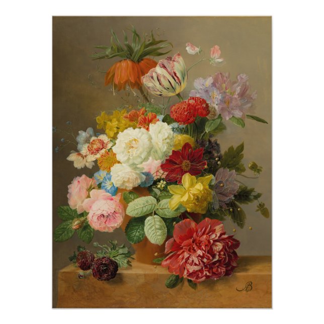 Pôster Vida contínua com Rosas e peônias - Blogueiros A. (Frente)