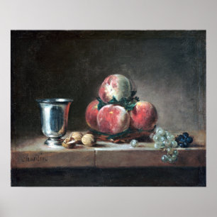Poster Vida de Jean-Siméon Chardin ainda com pêssegos