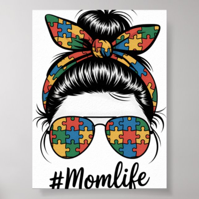 Poster Vida de Mãe Autista Puzzle Coque Desgrenhado Consc (Frente)